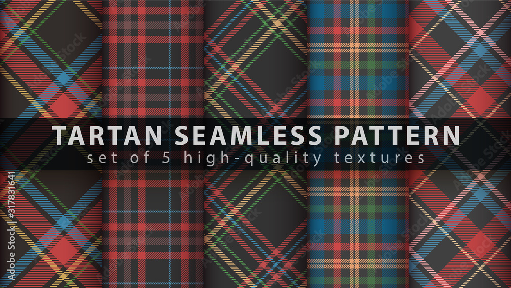 Set classic tartan seamless pattern.