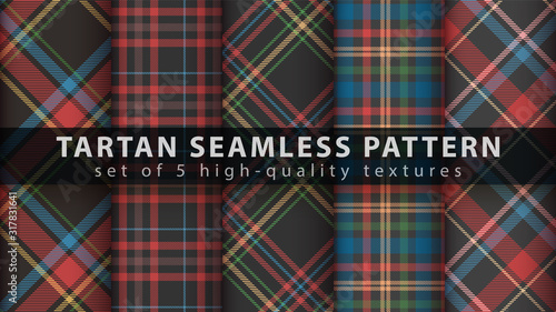 Set classic tartan seamless pattern. photo