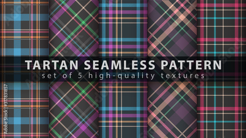 Set classic tartan seamless pattern.