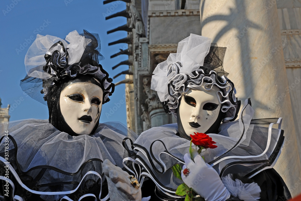 Italy, Venice colorful carnival masks.