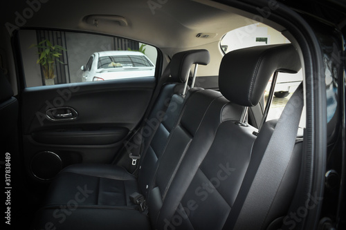 black leather of back seat interior inside modern vehicle car automobile © sutichak