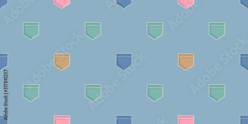 Vector pattern with multi-colored pockets. Seamless texture for baby clothes, bed linen, wrapping paper