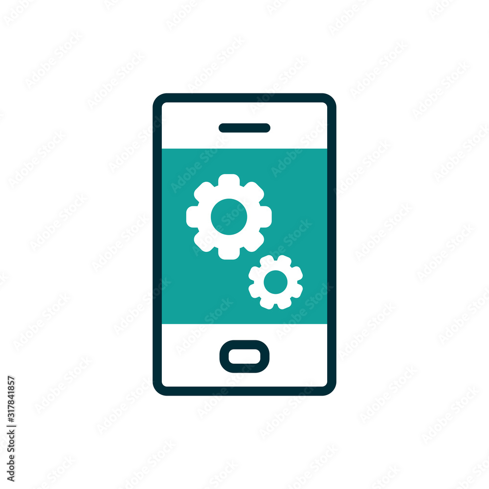Isolated gears inside smartphone vector design Isolated gears inside smartphone vector design
