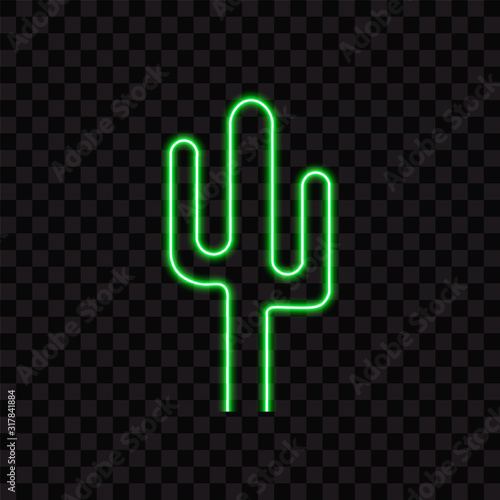 Cactus neon sign, isolated vector illustration.