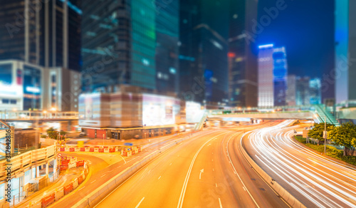 traffic in Hong Kong at night