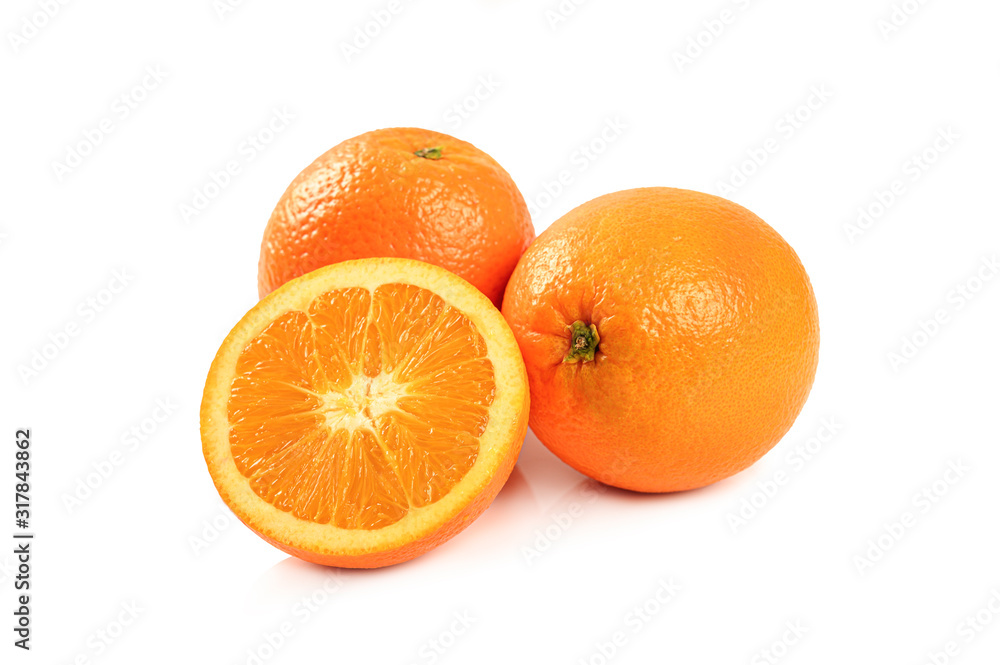 Fresh oranges isolated on white background Fresh oranges isolated on white background