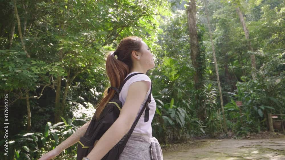 Young Woman Enjoying Her Holiday, Slow Motion Young Woman Enjoying Her Holiday, Slow Motion