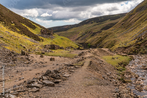 The remains of Blakethwaite Mine near Gunnerside, North Yorkshire, England, UK