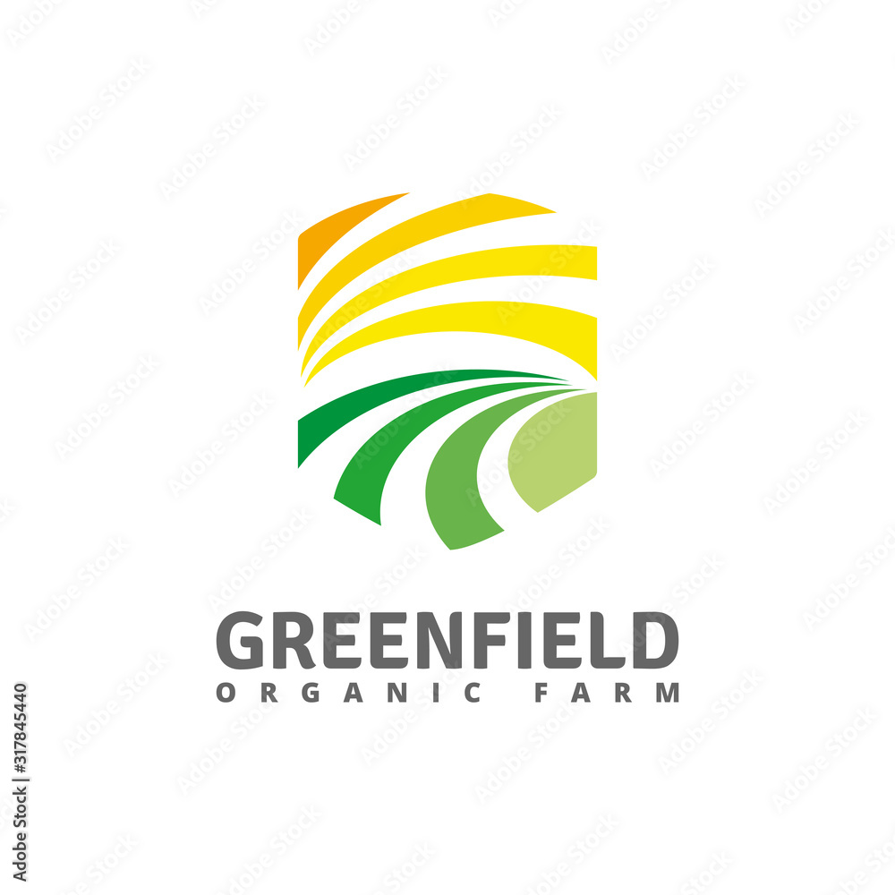 Green Field logo vector for organic farm and agriculture business Green Field logo vector for organic farm and agriculture business