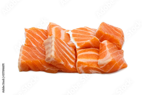 Salmon fish health food and seafood isolated on white background