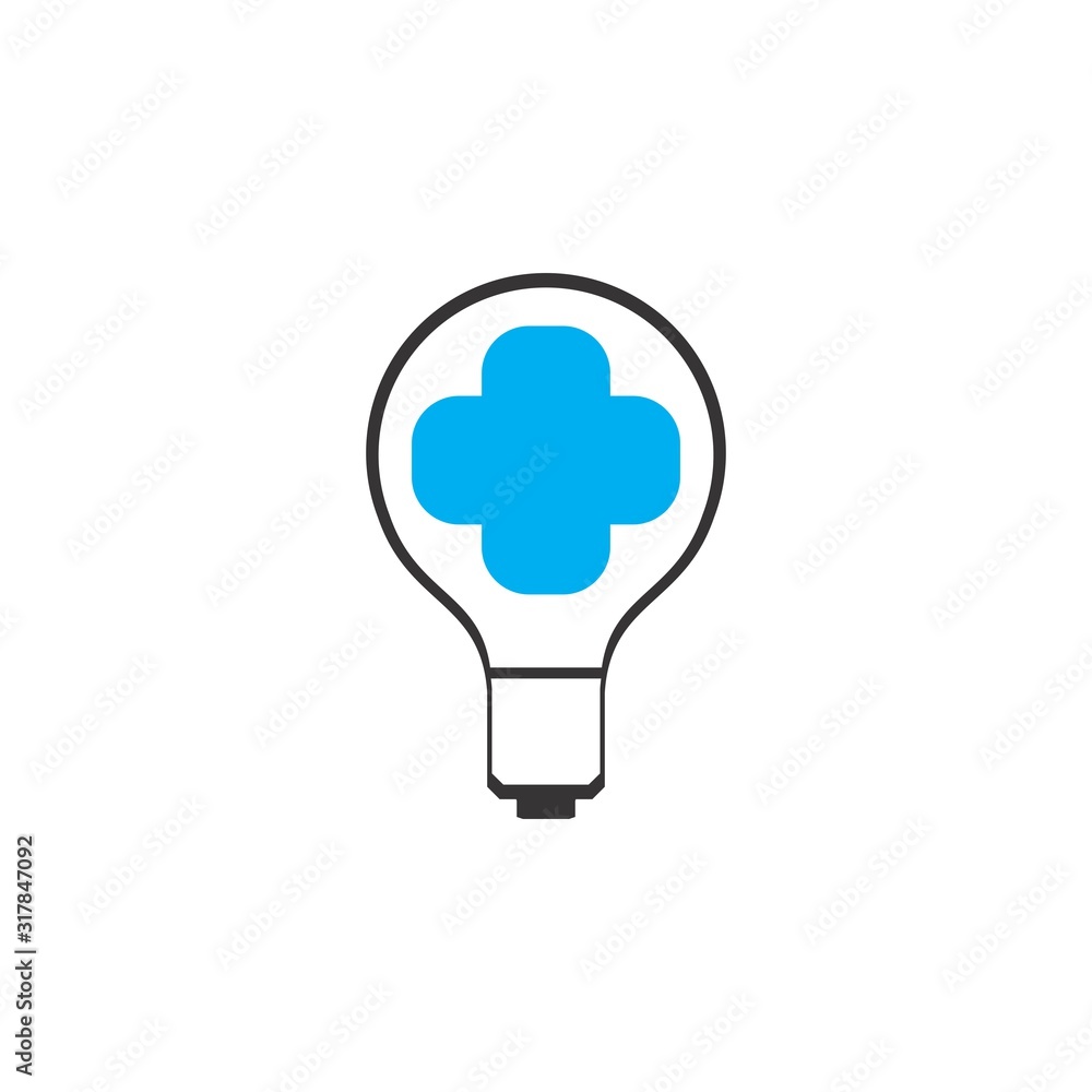 Lamp with plus logo, Medical lamp or emergency lamp logo Lamp with plus logo, Medical lamp or emergency lamp logo
