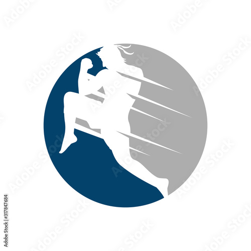 muay thai boxing kickboxing logo design vector illustrations
