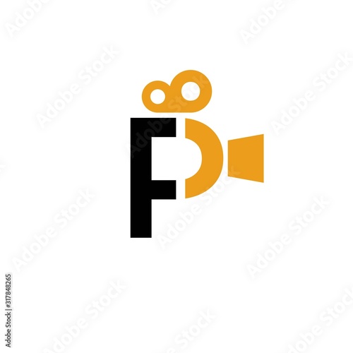 the initials FP logo with a video camera icon vector