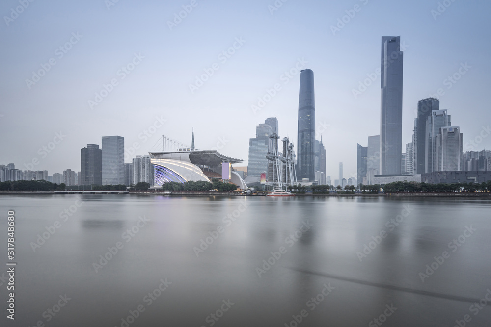 China Guangzhou Pearl River, riverside skyscraper.