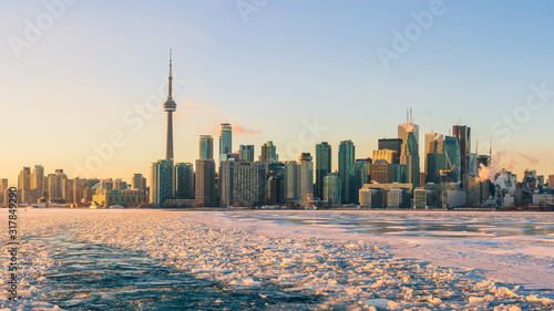 Winter Toronto Skyline at Sunset