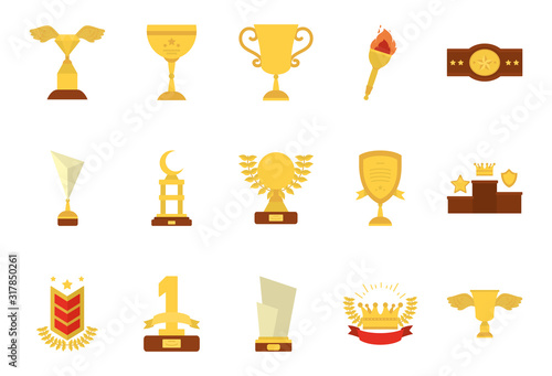 Isolated gold winner and first position icon set vector design