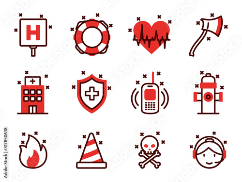 Emergency icon set vector design
