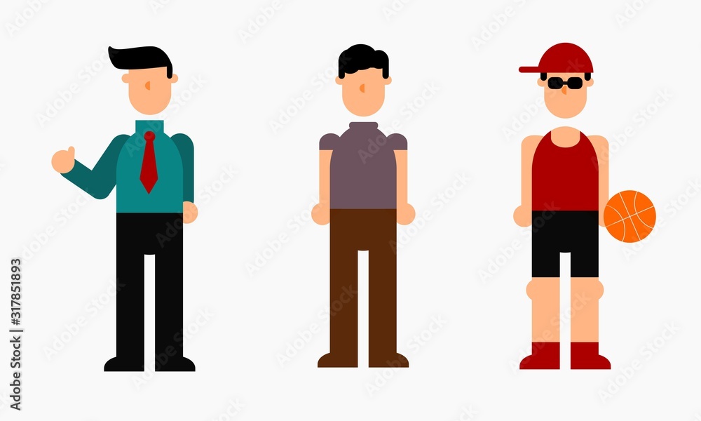 Illustration vector graphic of Character With Formal Casual and Sporty Styles