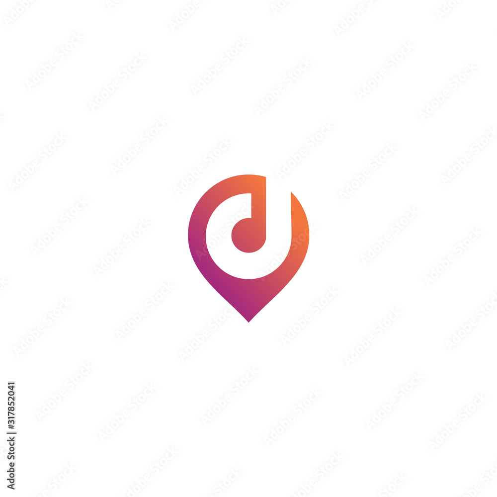 vector logo pin shape with the initials vector logo pin shape with the initials