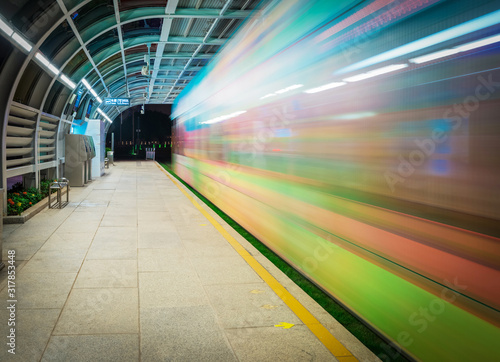 Photography Modern Architecture of light rail station in shanghai china.