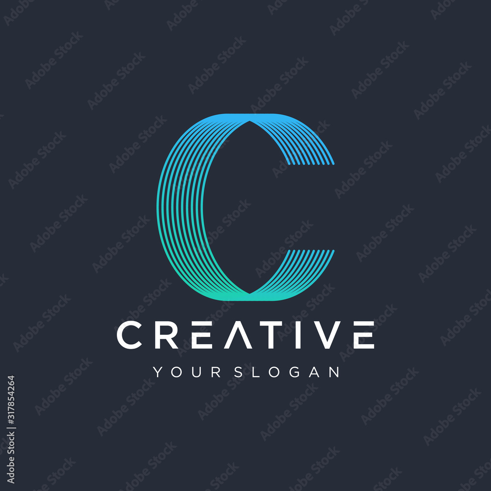 Modern and simple Letter C with wave line. logo for organization, business, or company. symbol growth for technology digital. -vector Modern and simple Letter C with wave line. logo for organization, business, or company. symbol growth for technology digital. -vector