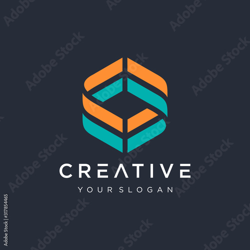 simple hexagonal logo design illustration. Company vector logo design element. Abstract hexagon shaped vector symbols. - VECTOR