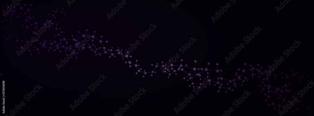 Obraz premium Panorama atom and molecule structure science background. Chemical technology concept.