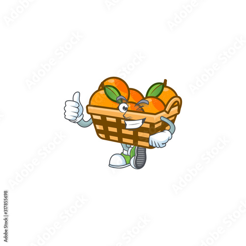 An icon of basket oranges making Thumbs up gesture