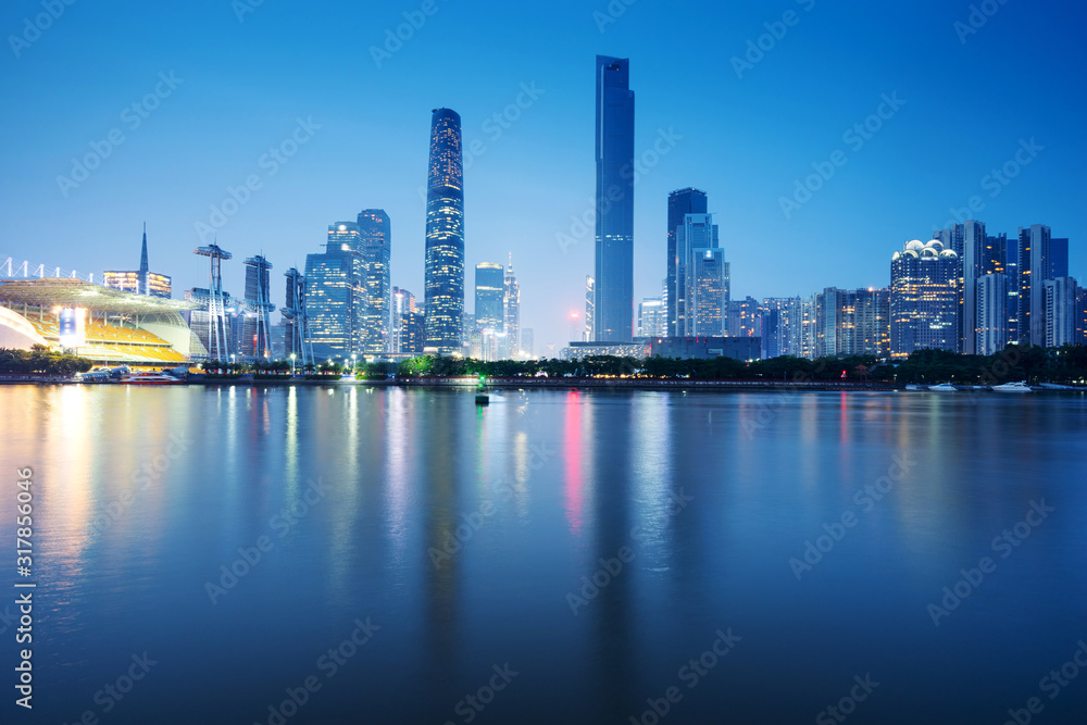Zhujiang River and modern building of financial district in guangzhou china.