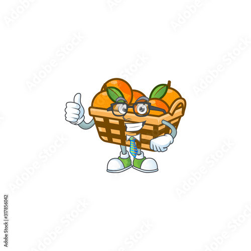 cartoon character of Businessman basket oranges wearing glasses