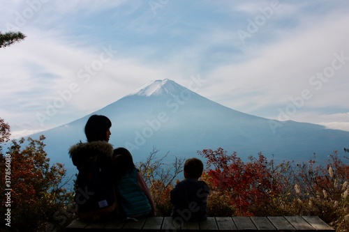 富士山と家族