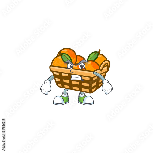 cartoon character of basket oranges with angry face