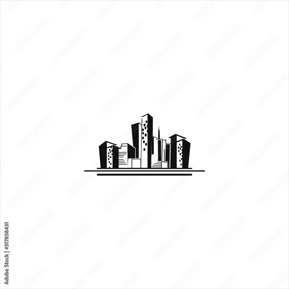 illustration  building / apartment with black color for logo design image and vector stock