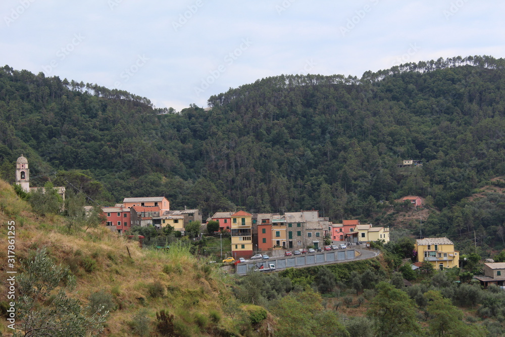 village in the mountains of cinque terre in Italy