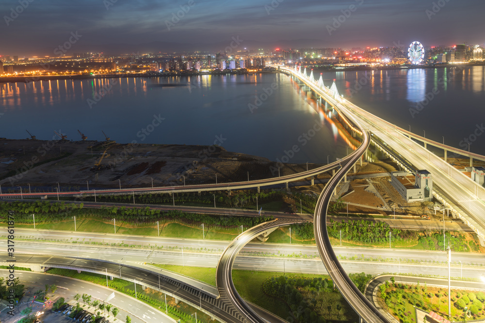 beautiful overpass at the intersection of two viaducts in shanghai beautiful overpass at the intersection of two viaducts in shanghai