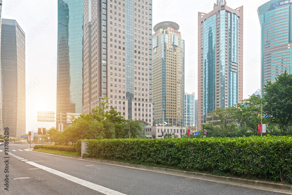 The century avenue of street scene in shanghai Lujiazui,China. The century avenue of street scene in shanghai Lujiazui,China.