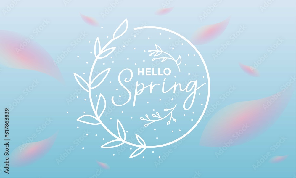 hello spring greeting card vector illustration