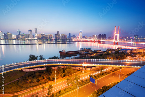 Canvas Print named bayi bridge in the night of shanghai china