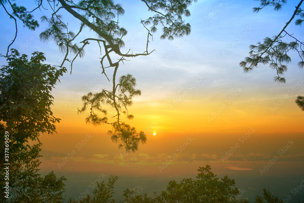 The beautiful morning scenic of mountain and the sky. The beautiful morning scenic of mountain and the sky.