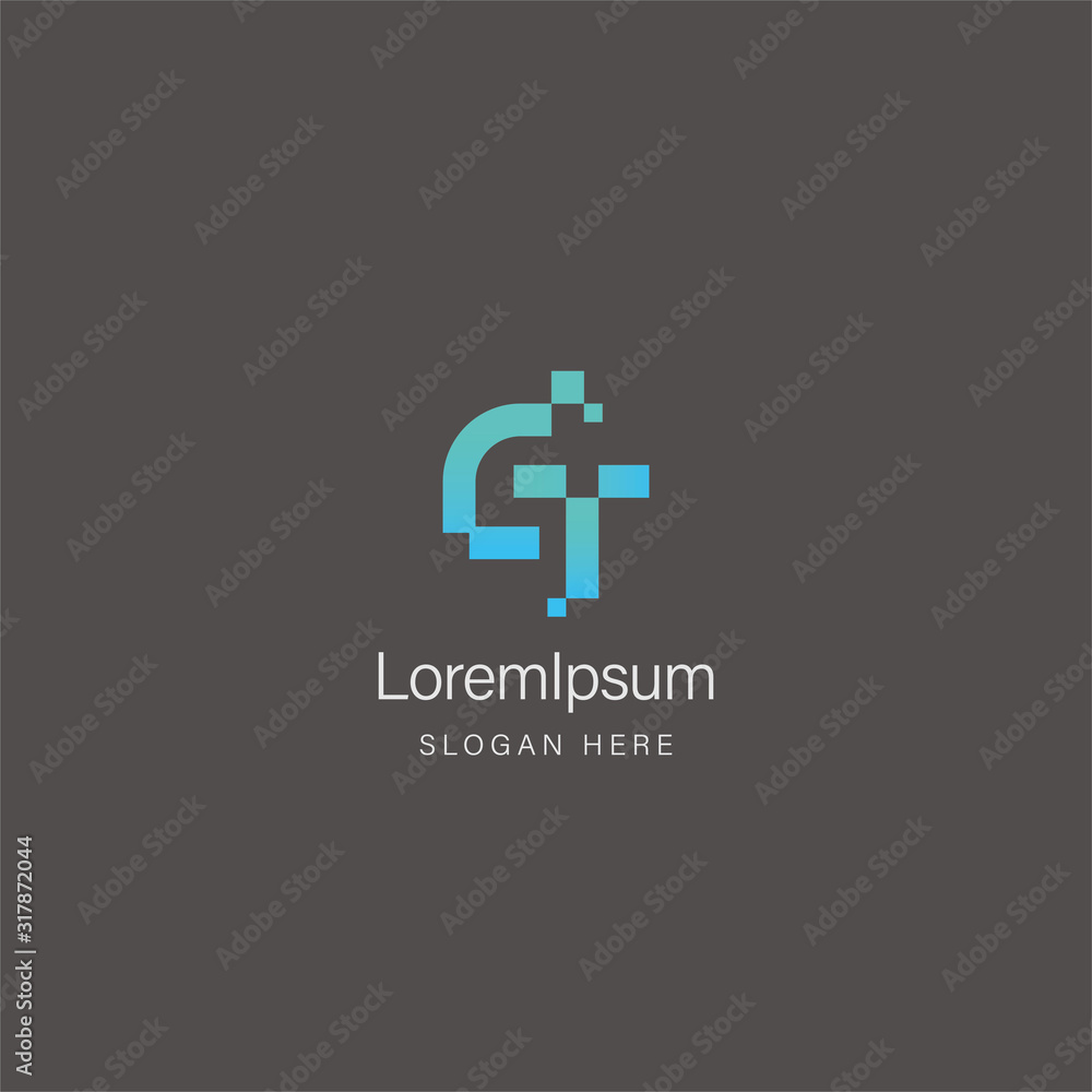 Letter C and T digital logo design template Letter C and T digital logo design template