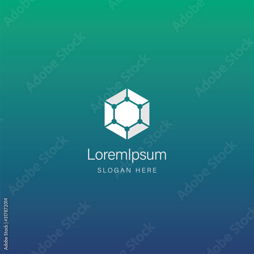 Abstract hexagon logo design template