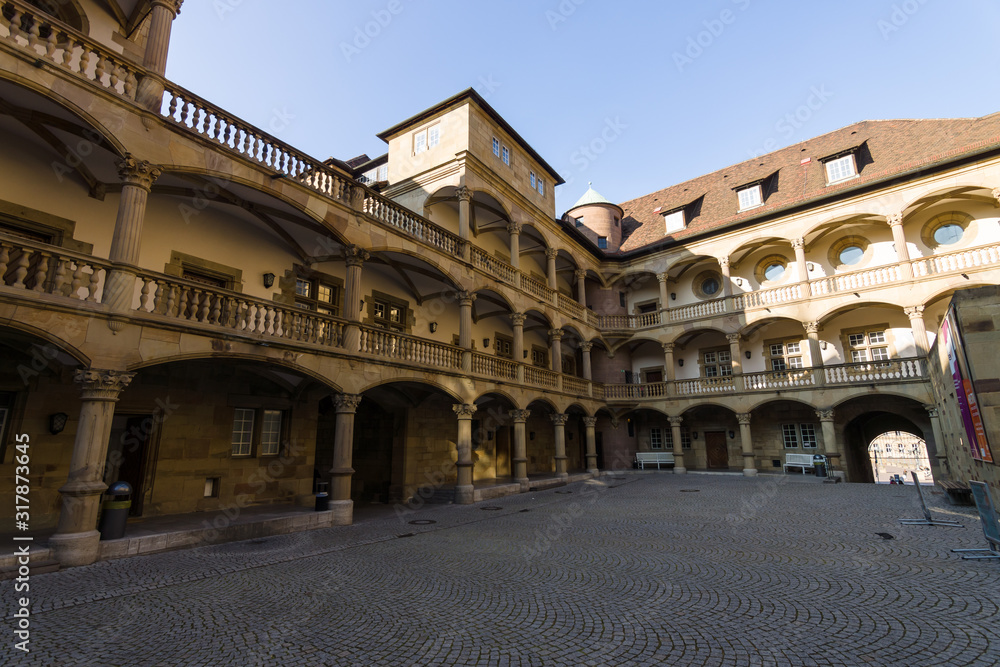 Inner courtyard of the Old Castle (10th century). Stuttgart, Baden-Wuerttemberg. Germany.