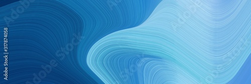 artistic designed horizontal header with steel blue, midnight blue and baby blue colors. dynamic curved lines with fluid flowing waves and curves © Eigens