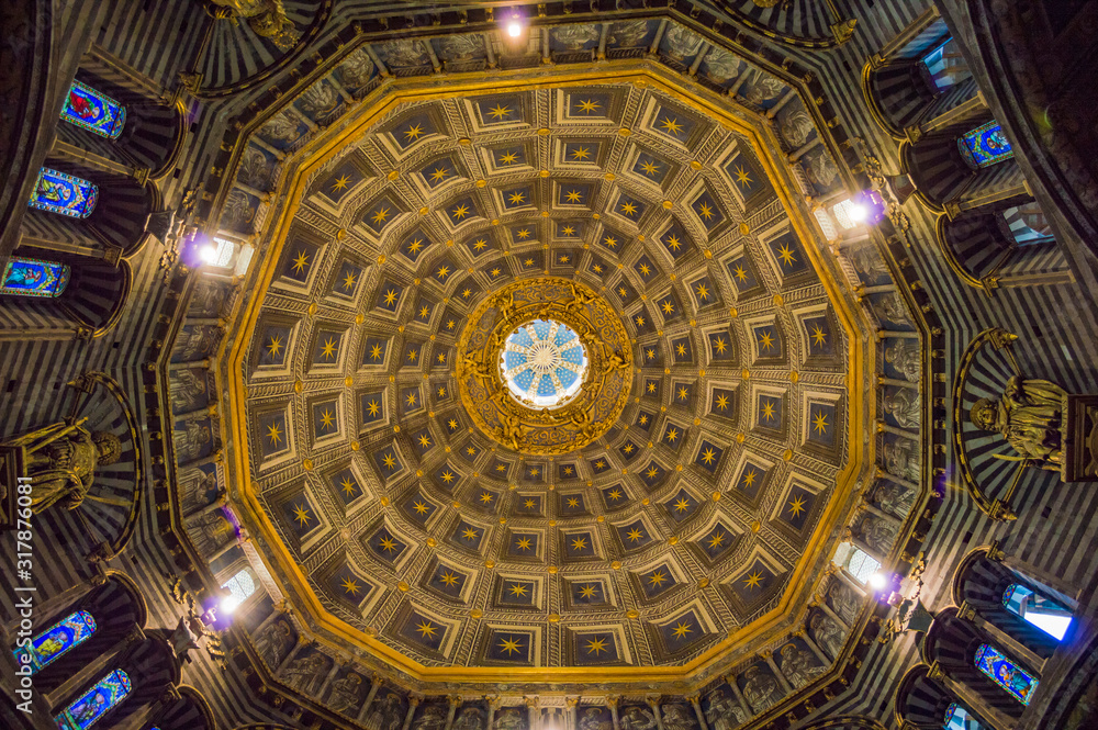 Siena, Italy - CIRCA 2013: The pattern inside Siena Cathedral dome, in Siena, Italy.