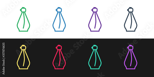 Set line Perfume icon isolated on black and white background. Vector Illustration