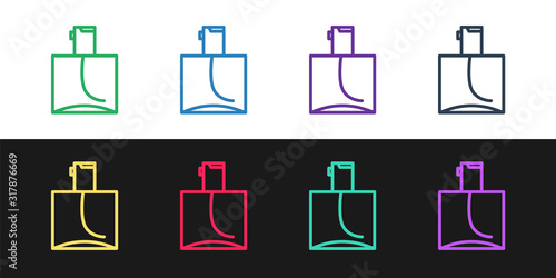 Set line Perfume icon isolated on black and white background. Vector Illustration