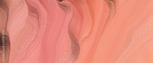 flowing horizontal banner with dark salmon, old mauve and moderate red colors. very dynamic curved lines with fluid flowing waves and curves
