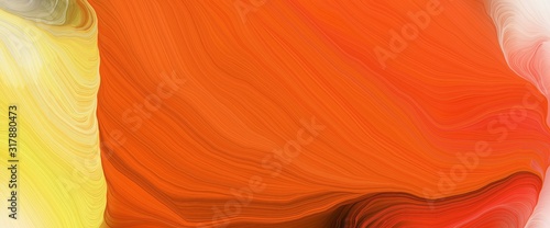 dynamic horizontal header with orange red, khaki and dark red colors. very dynamic curved lines with fluid flowing waves and curves