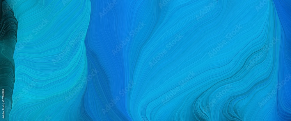 Fototapeta artistic banner design with dodger blue, very dark blue and strong blue colors. very dynamic curved lines with fluid flowing waves and curves