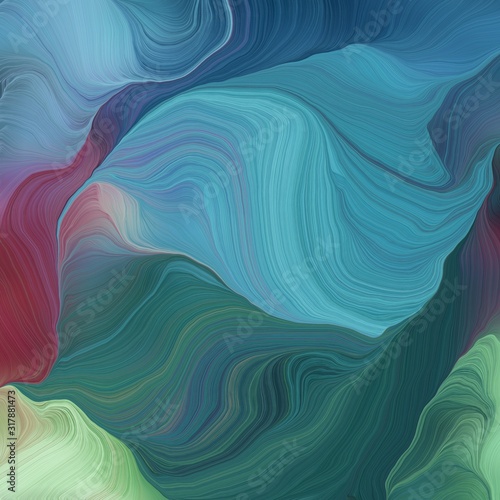 square graphic background with teal blue, cadet blue and ash gray color. modern soft swirl waves background illustration